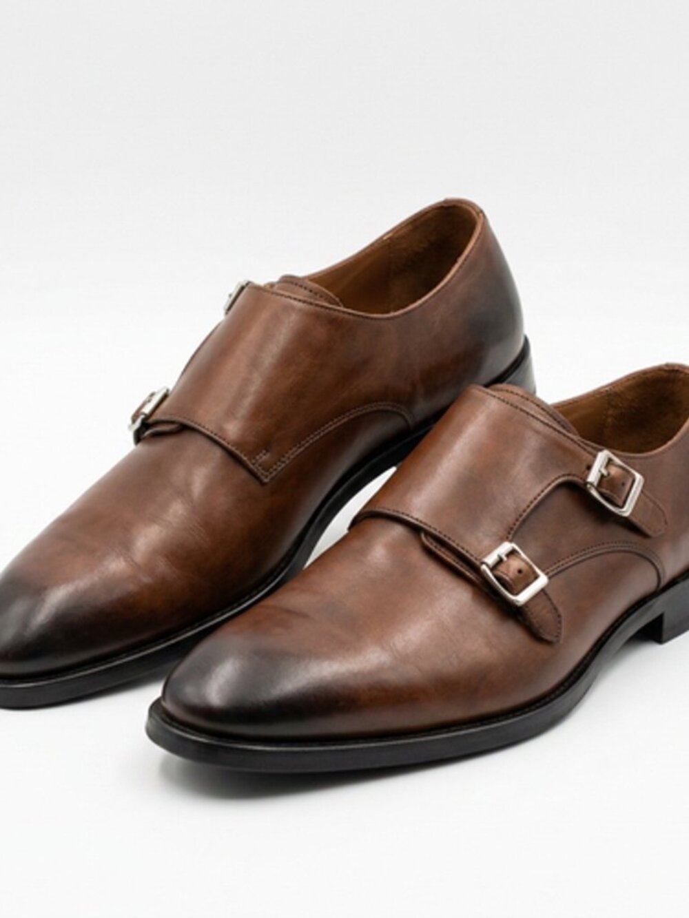 Donald J Pliner Shoes Mens 10.5 Brown Leather Double Monk Strap Dress Classic